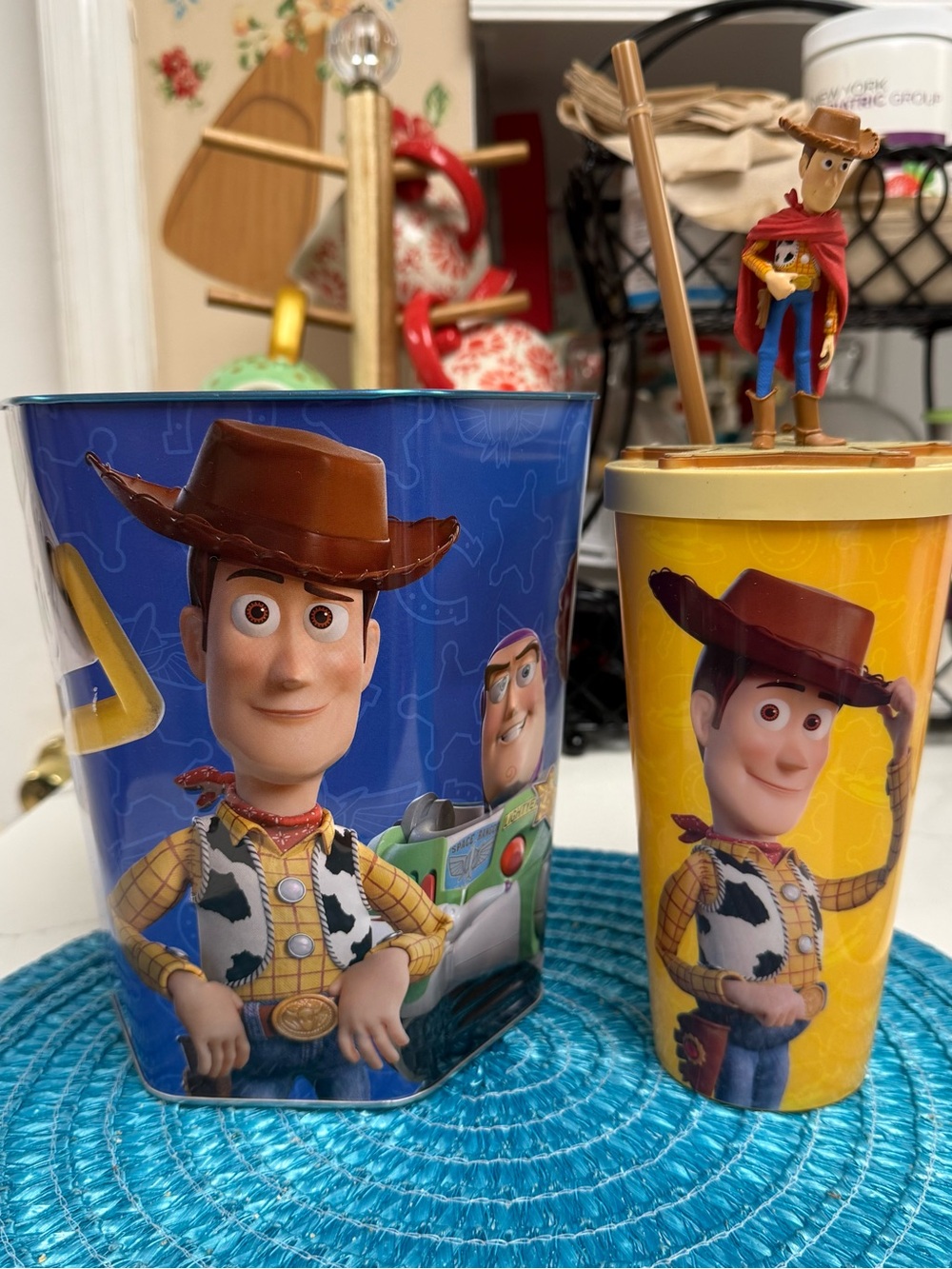 Disney Toy Story Woody Cup and Bin Set - Blue & Yellow